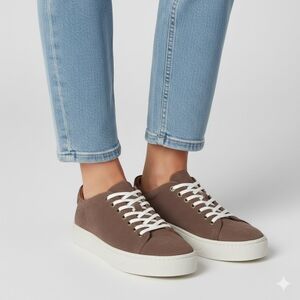 Women's Leather Sneakers in Brown and White
